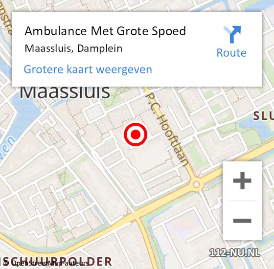 Locatie op kaart van de 112 melding: Ambulance Met Grote Spoed Naar Maassluis, Damplein op 26 maart 2021 08:58