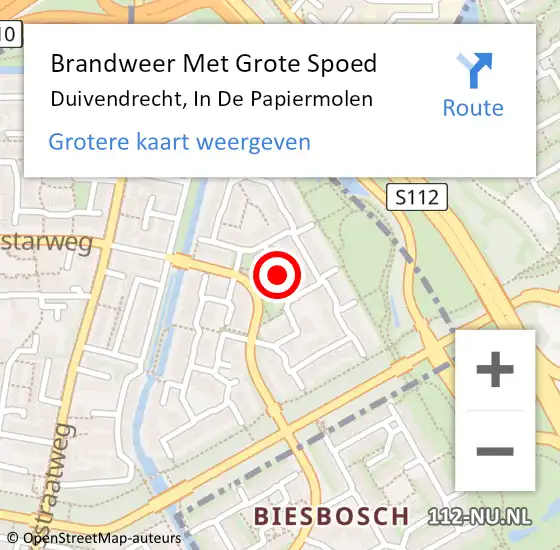 Locatie op kaart van de 112 melding: Brandweer Met Grote Spoed Naar Duivendrecht, In De Papiermolen op 26 maart 2021 10:49