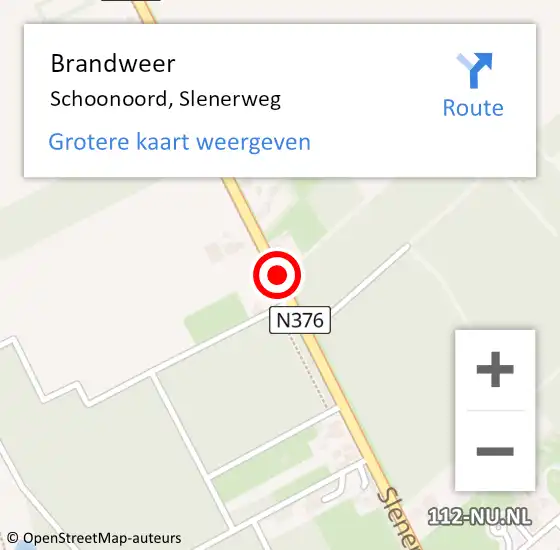 Locatie op kaart van de 112 melding: Brandweer Schoonoord, Slenerweg op 26 maart 2021 11:42