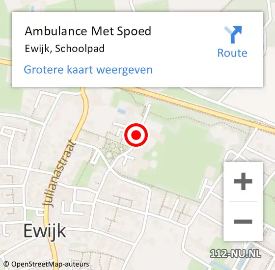 Locatie op kaart van de 112 melding: Ambulance Met Spoed Naar Ewijk, Schoolpad op 26 maart 2021 11:58