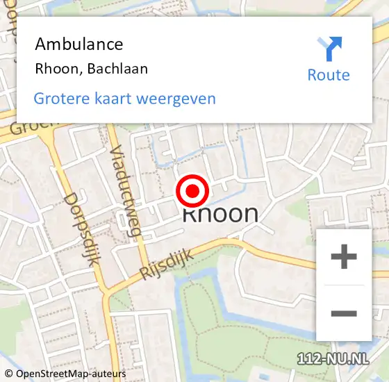 Locatie op kaart van de 112 melding: Ambulance Rhoon, Bachlaan op 26 maart 2021 13:52