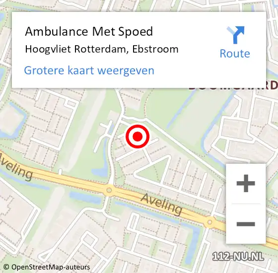 Locatie op kaart van de 112 melding: Ambulance Met Spoed Naar Hoogvliet Rotterdam, Ebstroom op 26 maart 2021 13:58