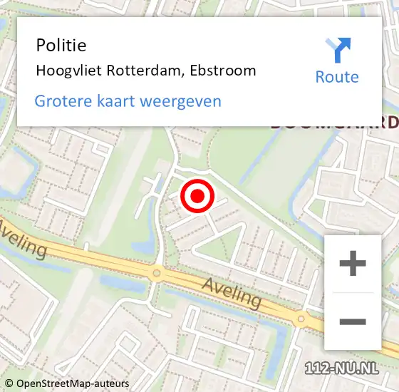 Locatie op kaart van de 112 melding: Politie Hoogvliet Rotterdam, Ebstroom op 26 maart 2021 13:59