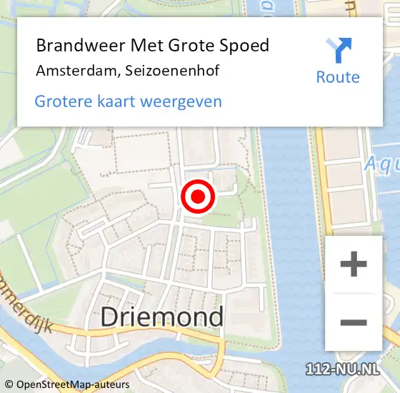 Locatie op kaart van de 112 melding: Brandweer Met Grote Spoed Naar Amsterdam, Seizoenenhof op 26 maart 2021 15:03