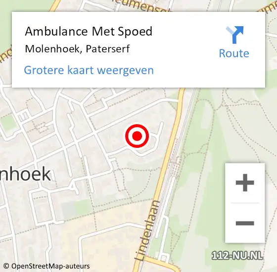 Locatie op kaart van de 112 melding: Ambulance Met Spoed Naar Molenhoek, Paterserf op 26 maart 2021 15:04