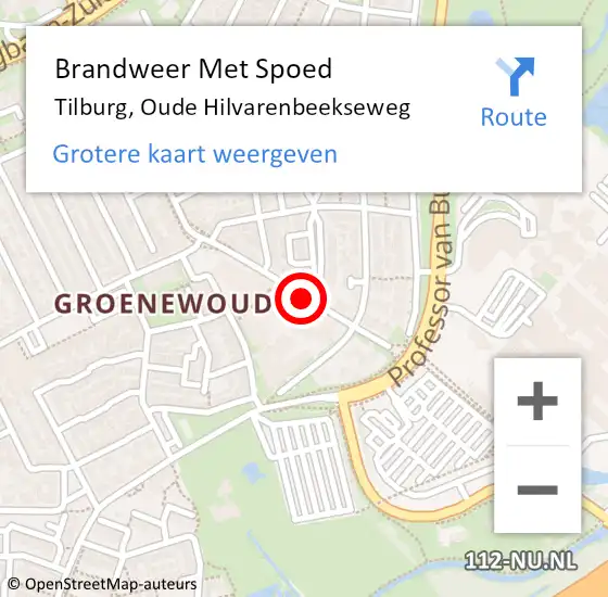 Locatie op kaart van de 112 melding: Brandweer Met Spoed Naar Tilburg, Oude Hilvarenbeekseweg op 26 maart 2021 15:07