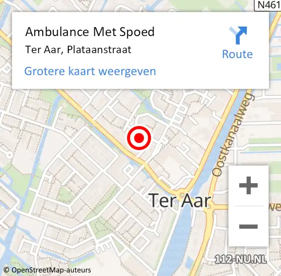 Locatie op kaart van de 112 melding: Ambulance Met Spoed Naar Ter Aar, Plataanstraat op 6 juni 2014 05:58