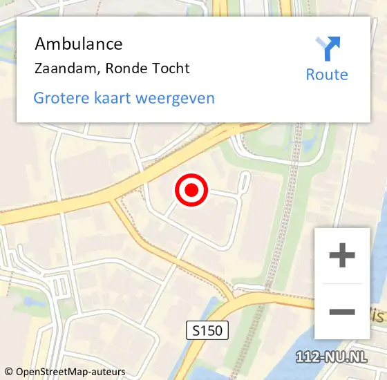 Locatie op kaart van de 112 melding: Ambulance Zaandam, Ronde Tocht op 26 maart 2021 16:04