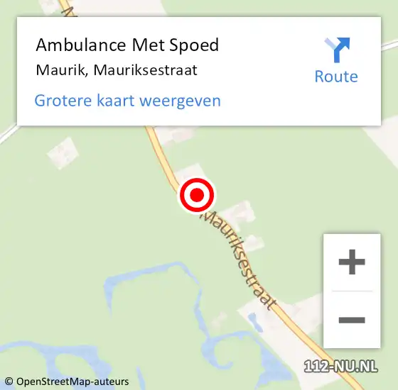 Locatie op kaart van de 112 melding: Ambulance Met Spoed Naar Maurik, Mauriksestraat op 26 maart 2021 16:42