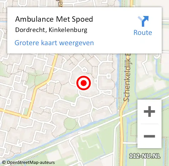 Locatie op kaart van de 112 melding: Ambulance Met Spoed Naar Dordrecht, Kinkelenburg op 26 maart 2021 18:34