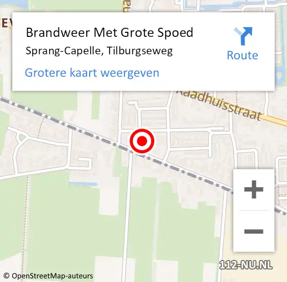 Locatie op kaart van de 112 melding: Brandweer Met Grote Spoed Naar Sprang-Capelle, Tilburgseweg op 26 maart 2021 19:11