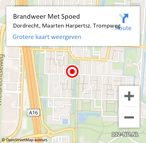 Locatie op kaart van de 112 melding: Brandweer Met Spoed Naar Dordrecht, Maarten Harpertsz. Trompweg op 26 maart 2021 19:39