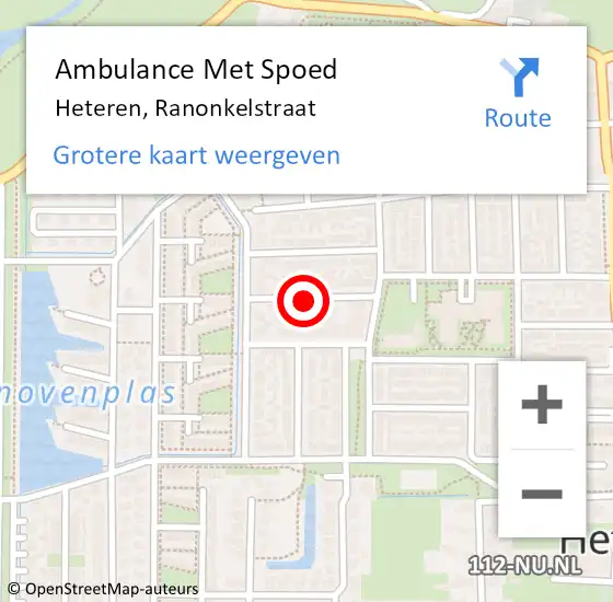 Locatie op kaart van de 112 melding: Ambulance Met Spoed Naar Heteren, Ranonkelstraat op 26 maart 2021 22:05