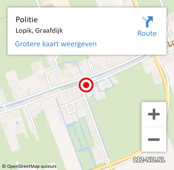 Locatie op kaart van de 112 melding: Politie Lopik, Graafdijk op 6 juni 2014 07:51