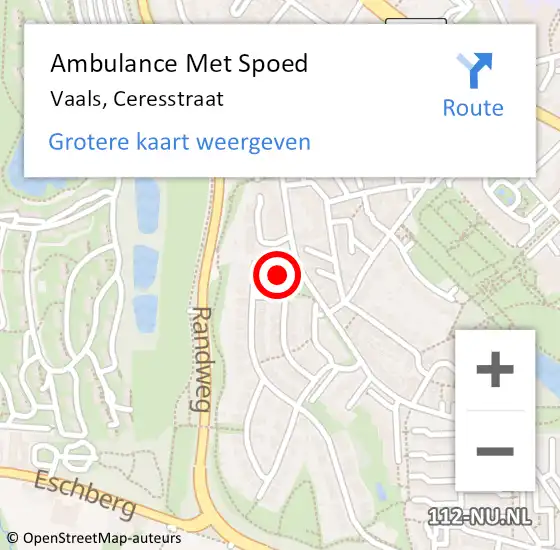 Locatie op kaart van de 112 melding: Ambulance Met Spoed Naar Vaals, Ceresstraat op 4 oktober 2013 09:05