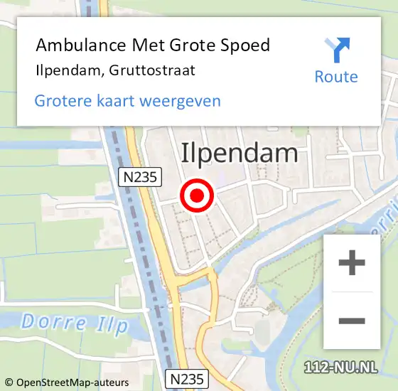 Locatie op kaart van de 112 melding: Ambulance Met Grote Spoed Naar Ilpendam, Gruttostraat op 27 maart 2021 05:08