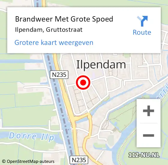 Locatie op kaart van de 112 melding: Brandweer Met Grote Spoed Naar Ilpendam, Gruttostraat op 27 maart 2021 05:09