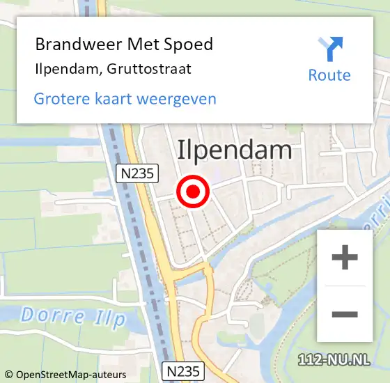 Locatie op kaart van de 112 melding: Brandweer Met Spoed Naar Ilpendam, Gruttostraat op 27 maart 2021 05:10