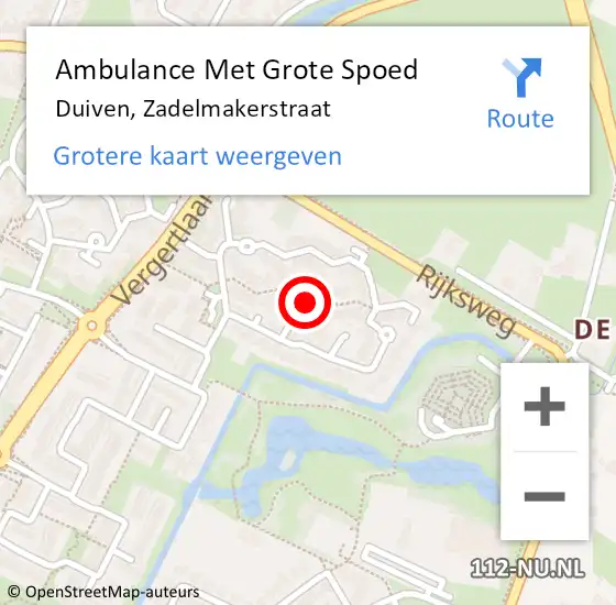 Locatie op kaart van de 112 melding: Ambulance Met Grote Spoed Naar Duiven, Zadelmakerstraat op 27 maart 2021 05:45