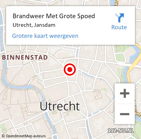 Locatie op kaart van de 112 melding: Brandweer Met Grote Spoed Naar Utrecht, Jansdam op 27 maart 2021 07:46