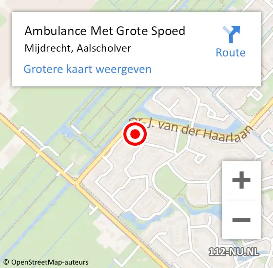 Locatie op kaart van de 112 melding: Ambulance Met Grote Spoed Naar Mijdrecht, Aalscholver op 27 maart 2021 08:37