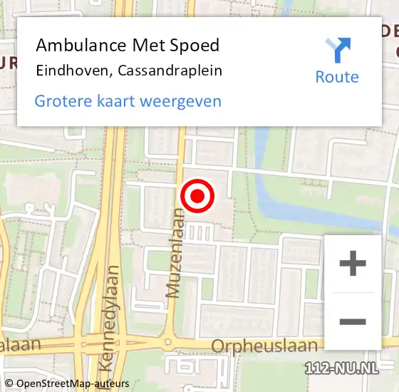 Locatie op kaart van de 112 melding: Ambulance Met Spoed Naar Eindhoven, Cassandraplein op 27 maart 2021 08:43