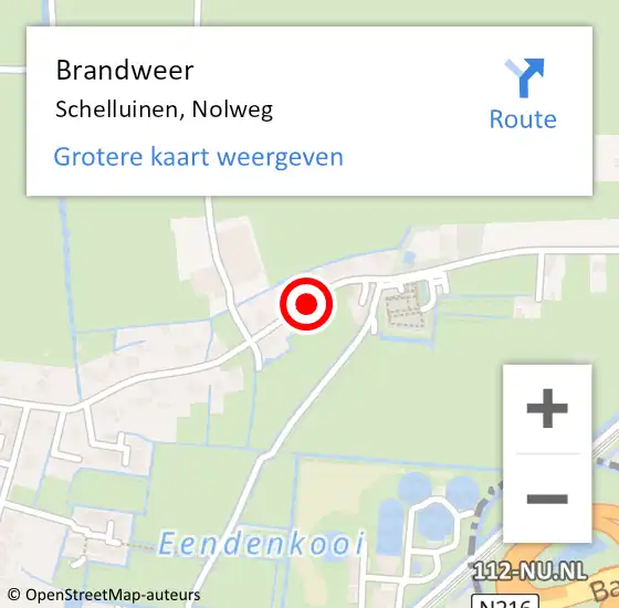 Locatie op kaart van de 112 melding: Brandweer Schelluinen, Nolweg op 27 maart 2021 08:56