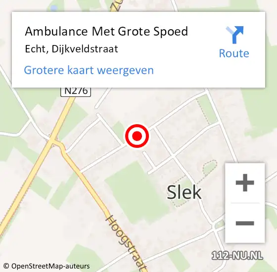 Locatie op kaart van de 112 melding: Ambulance Met Grote Spoed Naar Echt, Dijkveldstraat op 27 maart 2021 09:13