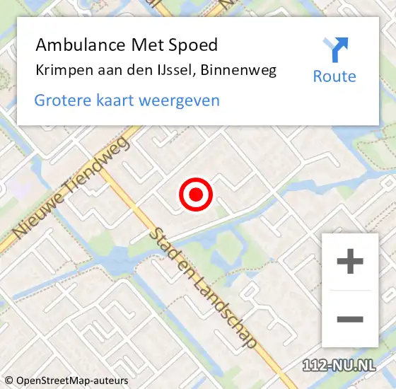 Locatie op kaart van de 112 melding: Ambulance Met Spoed Naar Krimpen aan den IJssel, Binnenweg op 27 maart 2021 09:41