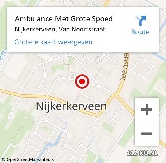 Locatie op kaart van de 112 melding: Ambulance Met Grote Spoed Naar Nijkerkerveen, Van Noortstraat op 27 maart 2021 09:43