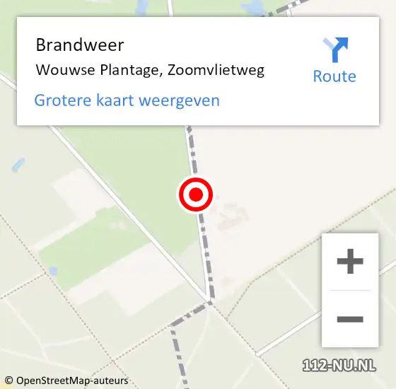 Locatie op kaart van de 112 melding: Brandweer Wouwse Plantage, Zoomvlietweg op 27 maart 2021 10:03