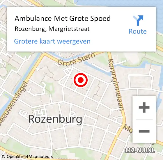 Locatie op kaart van de 112 melding: Ambulance Met Grote Spoed Naar Rozenburg, Margrietstraat op 27 maart 2021 10:48