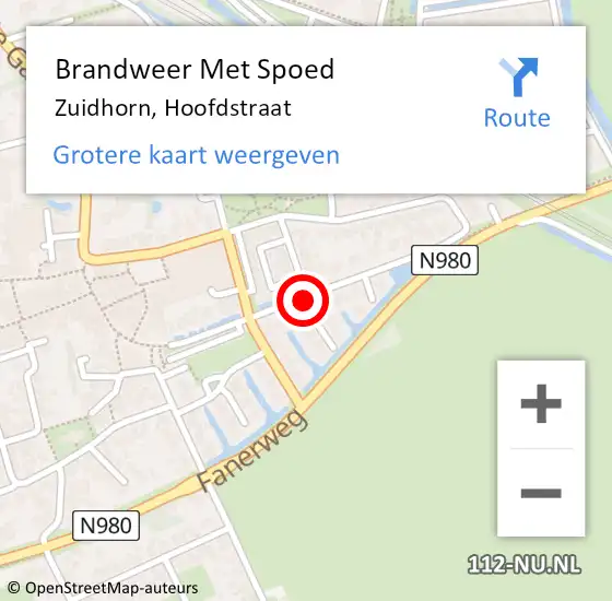 Locatie op kaart van de 112 melding: Brandweer Met Spoed Naar Zuidhorn, Hoofdstraat op 27 maart 2021 10:56