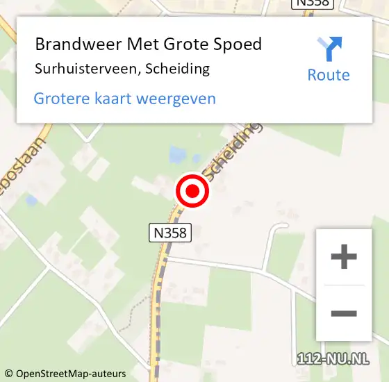 Locatie op kaart van de 112 melding: Brandweer Met Grote Spoed Naar Surhuisterveen, Scheiding op 27 maart 2021 11:05