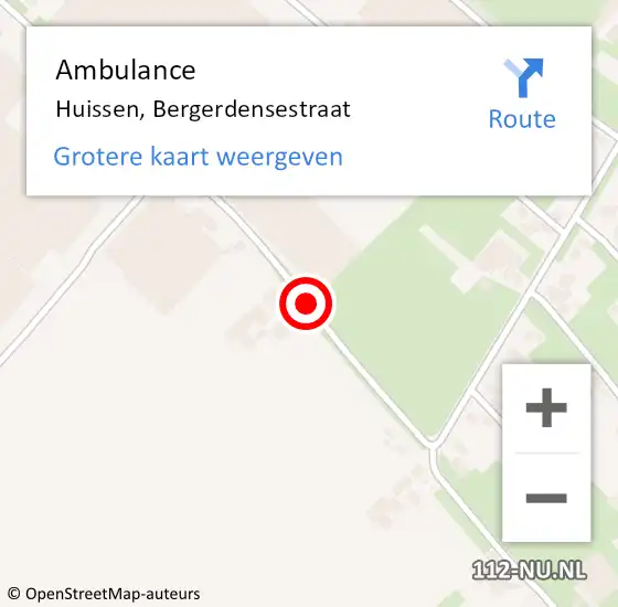 Locatie op kaart van de 112 melding: Ambulance Huissen, Bergerdensestraat op 27 maart 2021 12:23