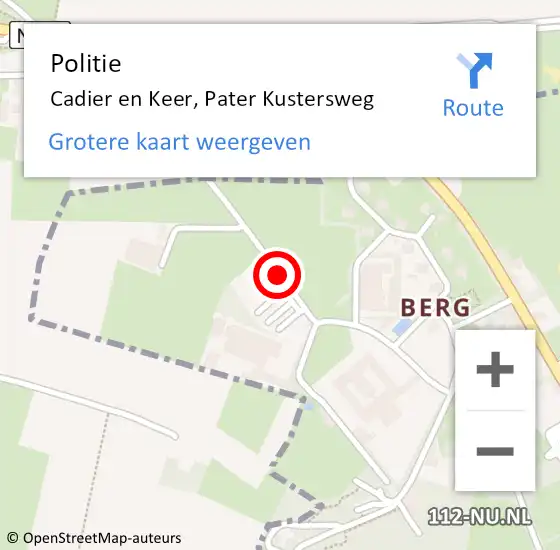 Locatie op kaart van de 112 melding: Politie Cadier en Keer, Pater Kustersweg op 27 maart 2021 12:26