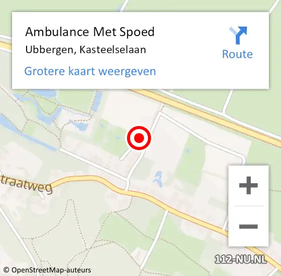 Locatie op kaart van de 112 melding: Ambulance Met Spoed Naar Ubbergen, Kasteelselaan op 27 maart 2021 12:38