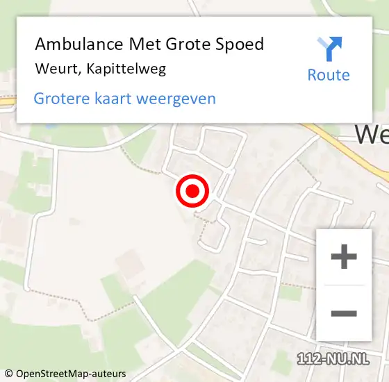 Locatie op kaart van de 112 melding: Ambulance Met Grote Spoed Naar Weurt, Kapittelweg op 27 maart 2021 12:57