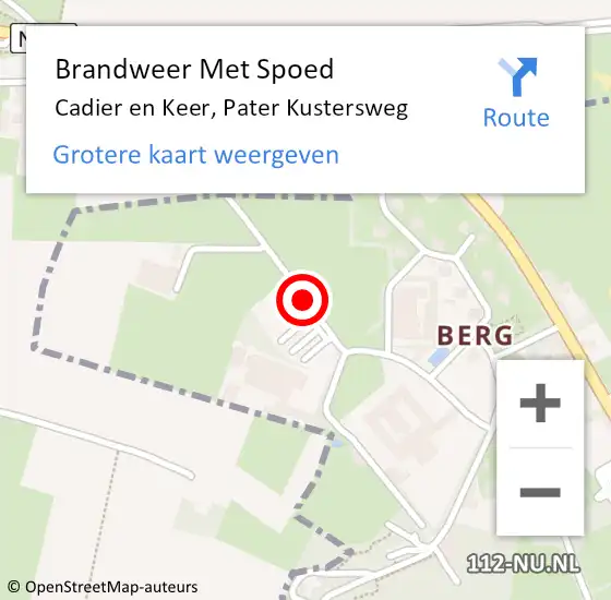 Locatie op kaart van de 112 melding: Brandweer Met Spoed Naar Cadier en Keer, Pater Kustersweg op 27 maart 2021 13:31