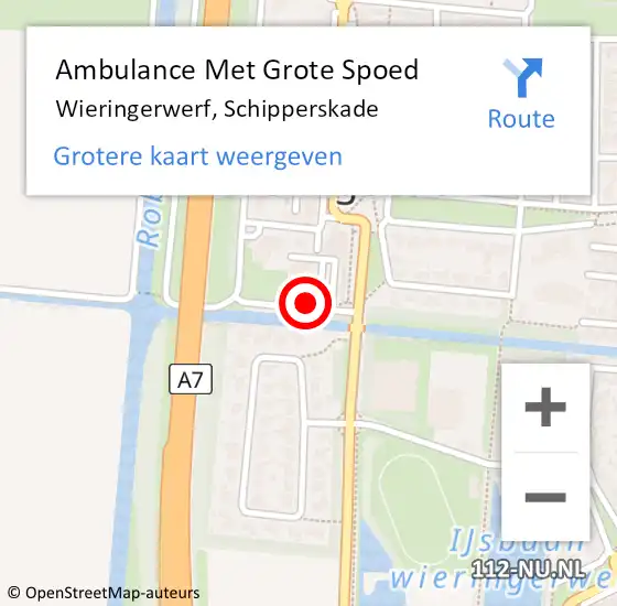 Locatie op kaart van de 112 melding: Ambulance Met Grote Spoed Naar Wieringerwerf, Schipperskade op 27 maart 2021 14:06