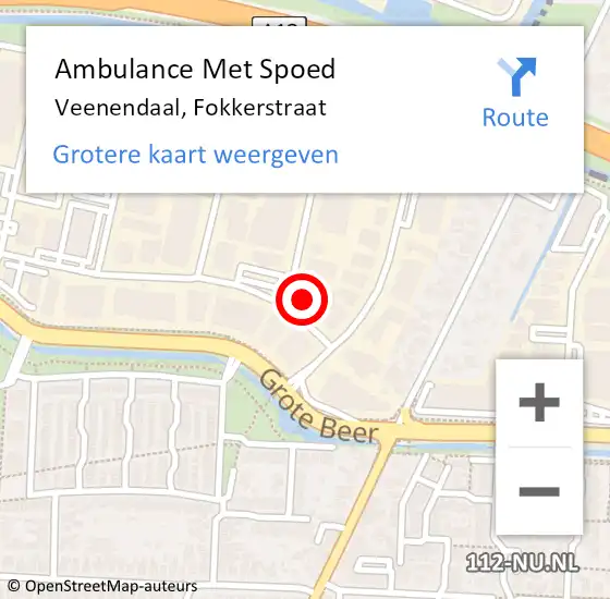 Locatie op kaart van de 112 melding: Ambulance Met Spoed Naar Veenendaal, Fokkerstraat op 6 juni 2014 09:01