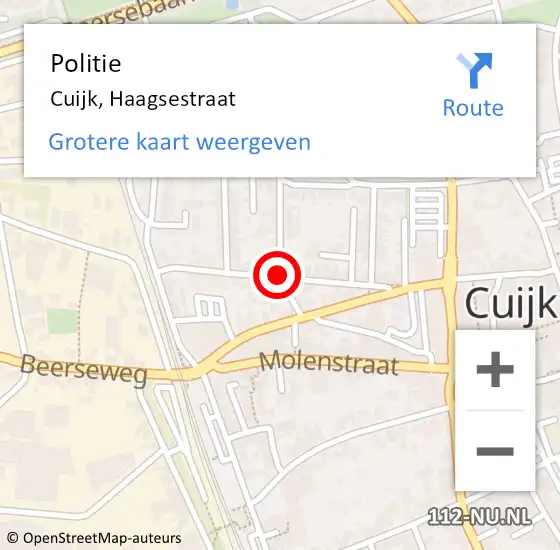 Locatie op kaart van de 112 melding: Politie Cuijk, Haagsestraat op 27 maart 2021 17:50