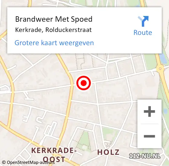 Locatie op kaart van de 112 melding: Brandweer Met Spoed Naar Kerkrade, Rolduckerstraat op 27 maart 2021 18:20