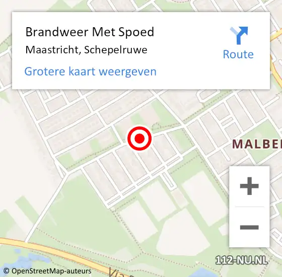 Locatie op kaart van de 112 melding: Brandweer Met Spoed Naar Maastricht, Schepelruwe op 27 maart 2021 18:59