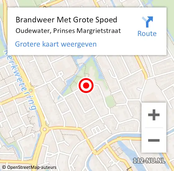 Locatie op kaart van de 112 melding: Brandweer Met Grote Spoed Naar Oudewater, Prinses Margrietstraat op 27 maart 2021 20:13