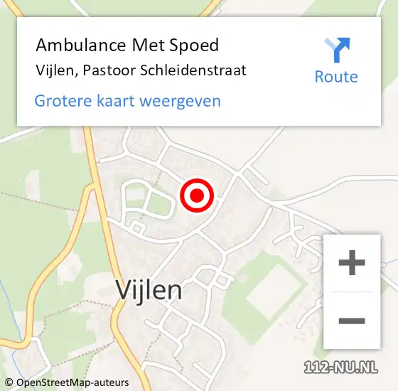 Locatie op kaart van de 112 melding: Ambulance Met Spoed Naar Vijlen, Pastoor Schleidenstraat op 6 juni 2014 09:12