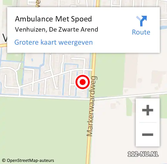 Locatie op kaart van de 112 melding: Ambulance Met Spoed Naar Venhuizen, De Zwarte Arend op 27 maart 2021 21:27