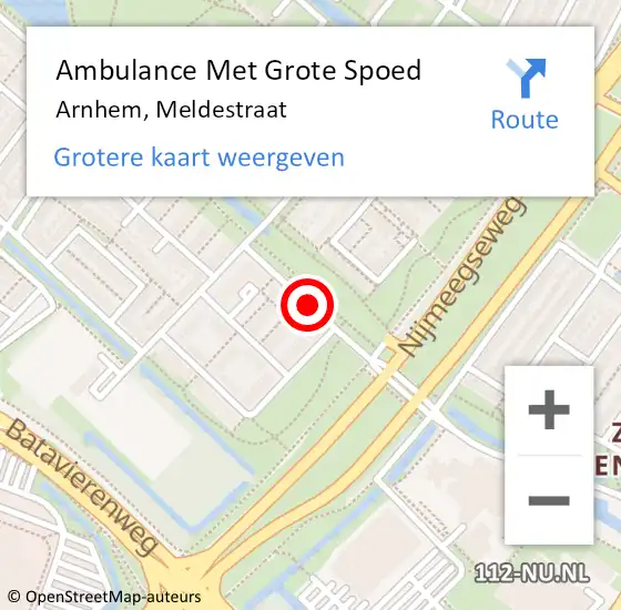 Locatie op kaart van de 112 melding: Ambulance Met Grote Spoed Naar Arnhem, Meldestraat op 27 maart 2021 21:55