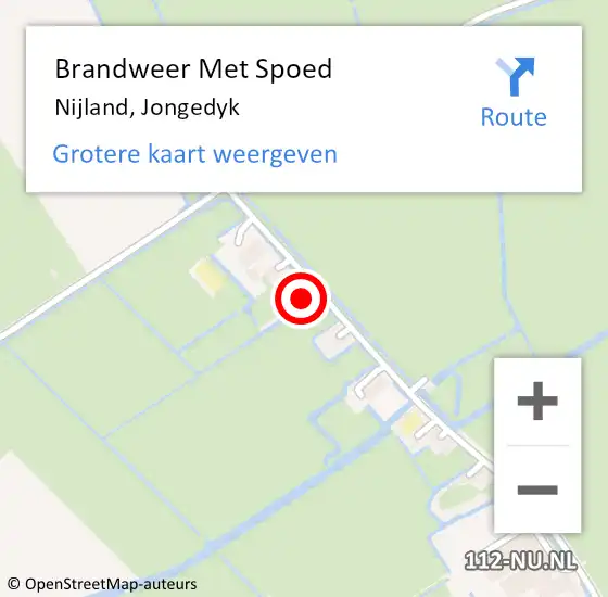 Locatie op kaart van de 112 melding: Brandweer Met Spoed Naar Nijland, Jongedyk op 6 juni 2014 09:19