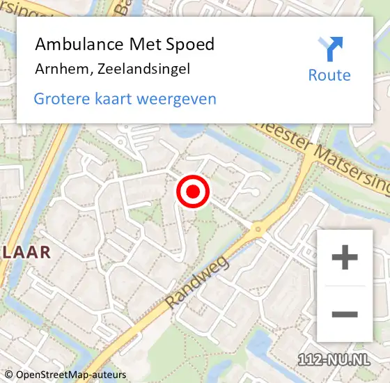 Locatie op kaart van de 112 melding: Ambulance Met Spoed Naar Arnhem, Zeelandsingel op 27 maart 2021 22:31